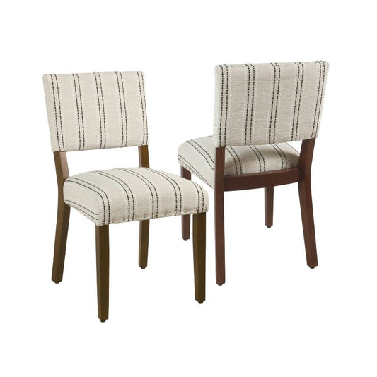 Set of 2 Stripe Dining Chairs Black/White - HomePop