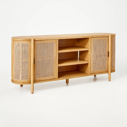 Portola Hills Caned Door Tv Stand For Tvs Up To 72" Natural - Threshold™ Designed With Studio Mcgee : Target