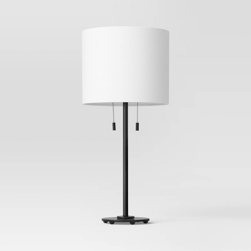 Reeded Metal Stick Lamp With Dual Socket Black: Etl Listed, No Assembly - Threshold™ : Target