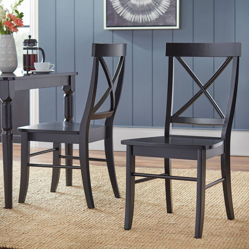 Set Of 2 Albury Cross Back Dining Chairs Black - Buylateral: Rubberwood Frame, Farmhouse Style, Spot Clean : Target