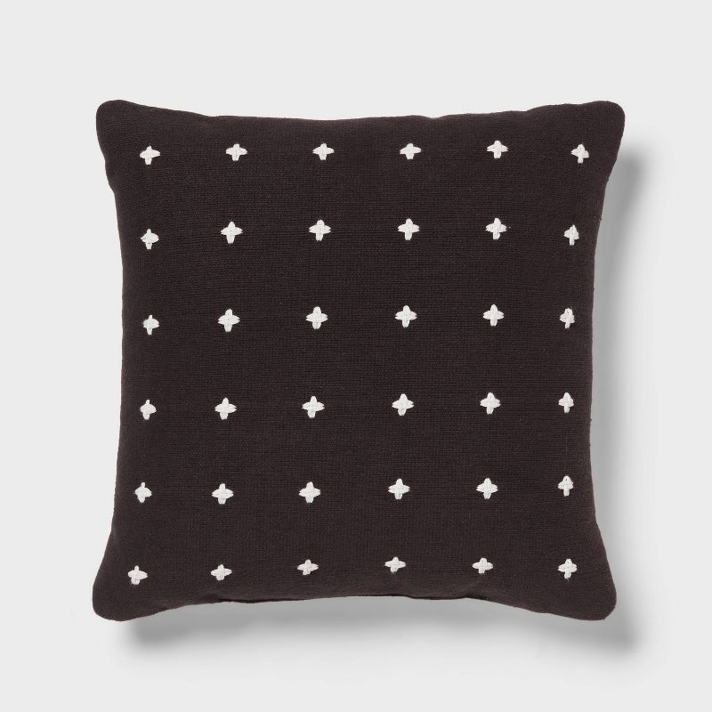 Plus Stitch Square Edge Pillow Black/ivory - Threshold™: Cotton Dobby Fabric, Indoor Use, Sewn Seam Closure : Target