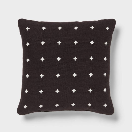 Plus Stitch Square Edge Pillow Black/ivory - Threshold™: Cotton Dobby Fabric, Indoor Use, Sewn Seam Closure : Target