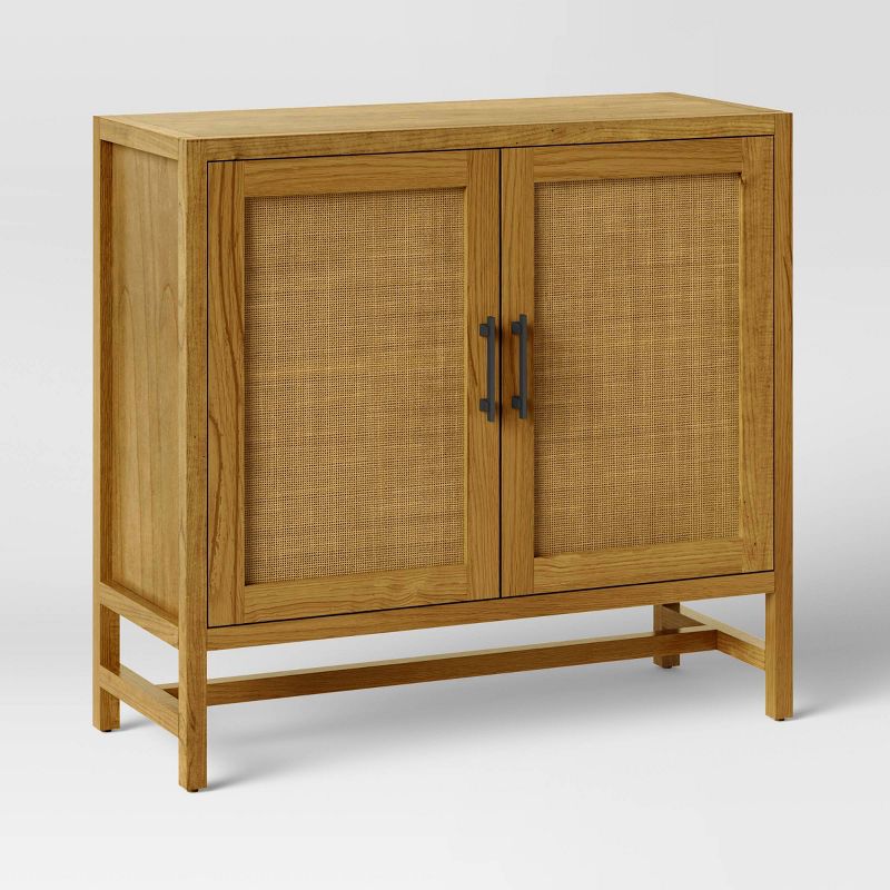 Warwick 2 Door Cabinet Natural - Threshold™: Transitional Style, Wood Frame, Adjustable Shelves, Anti-tip Hardware : Target