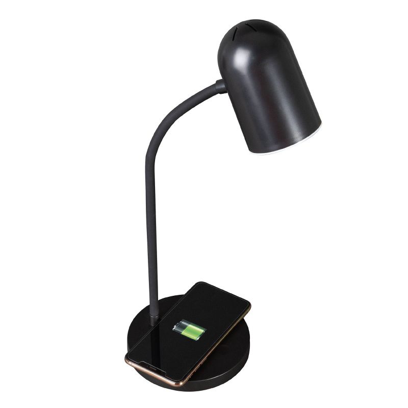 LED Brody Wireless Charging Desk Lamp Black - OttLite: Modern Adjustable, Electric, Touch Sensor, Integrated Bulb