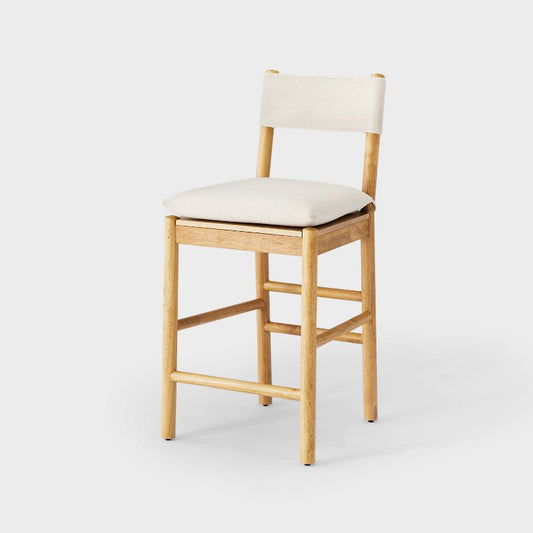 Emery Wood Counter Height Barstool With Upholstered Seat And Sling Back - Threshold™ Designed With Studio Mcgee : Target