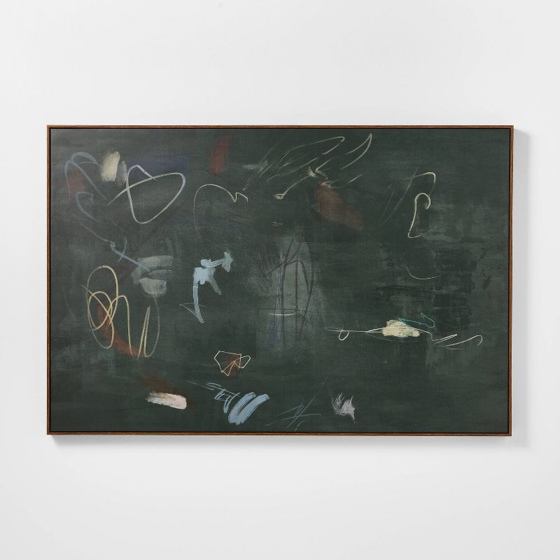 60"x40" Dark Abstract Framed Wall Art - Threshold designed with Studio McGee: Modern Canvas, D-Ring Mount
