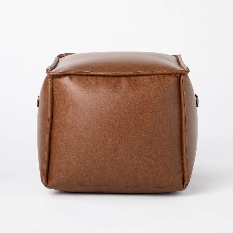Evanston Leather Cube Pouf - Threshold™ Designed With Studio Mcgee: Bonded Leather, Square Shape, No Assembly Required : Target