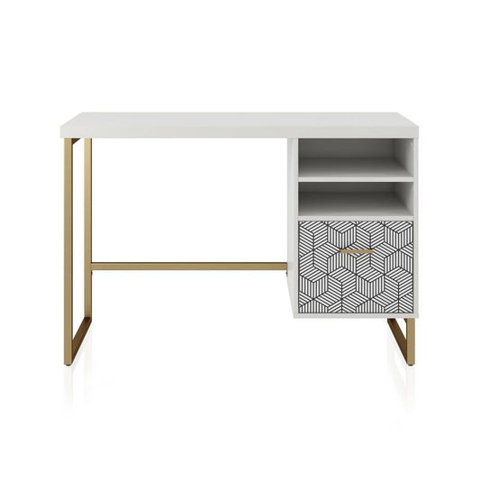 Scarlett Single Pedestal Desk White - Cosmoliving By Cosmopolitan: Office Desk With Storage, Glam Style : Target