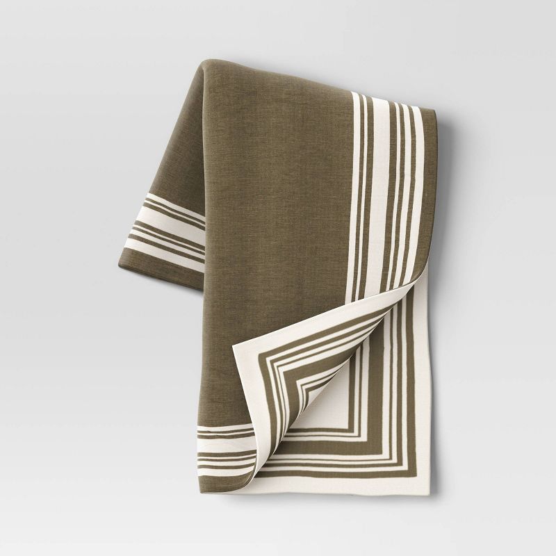 Framed Jacquard Knit Throw Blanket Sage Green/Cream - Threshold designed with Studio McGee: Cozy Midweight Acrylic/Polyester