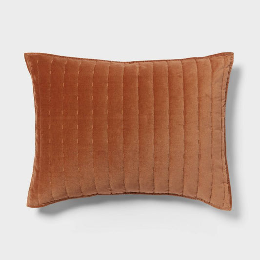 Standard Channel Stitch Velvet Quilt Sham Camel - Threshold