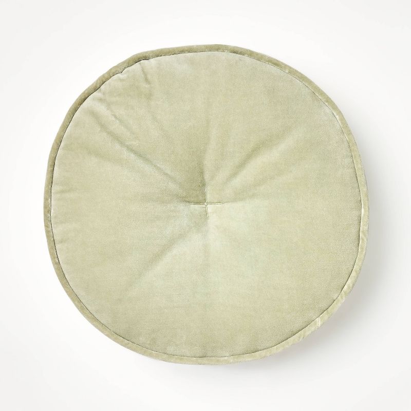 Velvet Round Throw Pillow Light Sage - Threshold designed with Studio McGee: Indoor Decorative Cushion, 13"