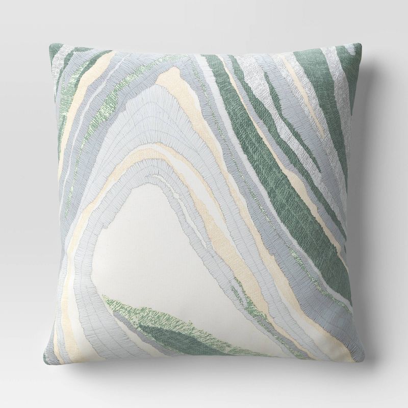 Tonal Patterned Chunky Embroidered Cotton Square Throw Pillow Blue - Threshold