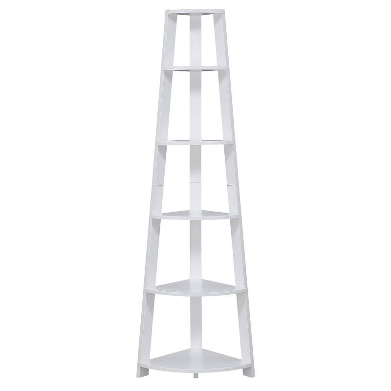 71" Newport 6 Tier Corner Bookshelf White - Breighton Home: Mid-century Modern Style, Mdf & Metal, 5 Shelves : Target