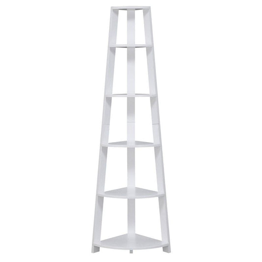 71" Newport 6 Tier Corner Bookshelf White - Breighton Home: Mid-century Modern Style, Mdf & Metal, 5 Shelves : Target