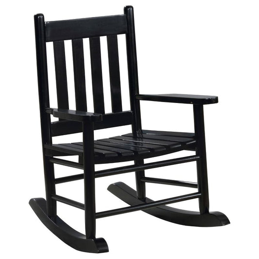 Annie Solid Wood Slat Back Youth Rocking Accent Chair Black - Coaster : Target