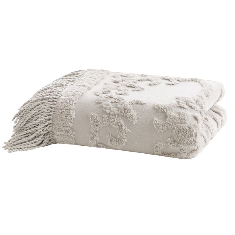 60"x50" Mila Cotton Tufted Throw Blanket Gray : Target