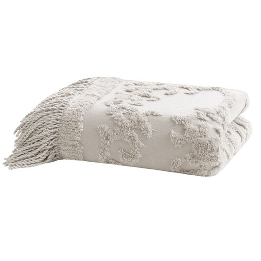 60"x50" Mila Cotton Tufted Throw Blanket Gray : Target
