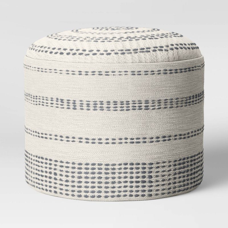 Darien Pouf Textured Neutral - Threshold™: Cotton-blend, Stitch Pattern, Beaded Fill, No Assembly Required : Target