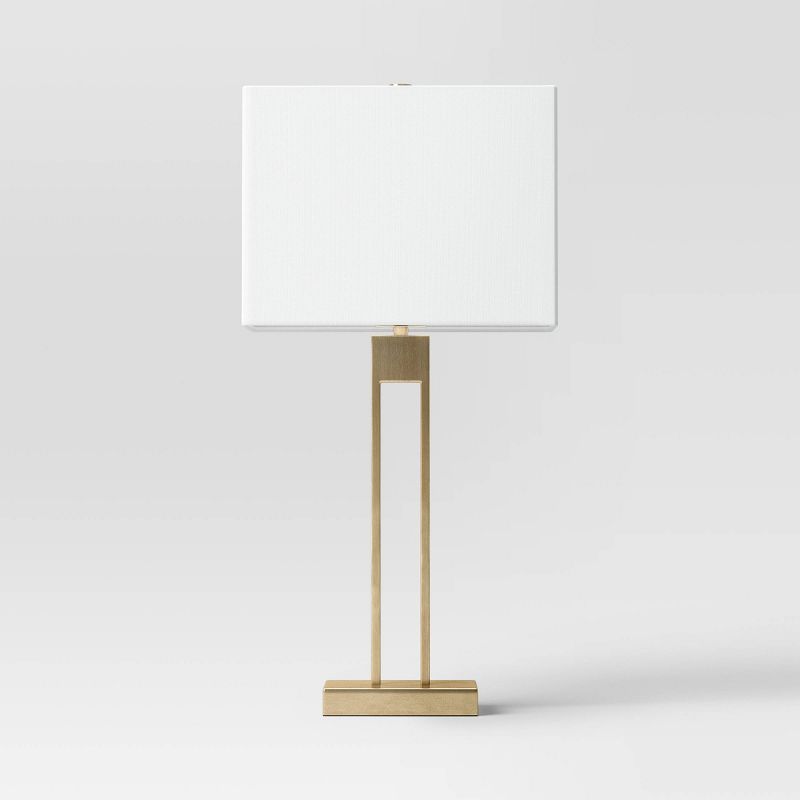 Window Pane Table Lamp with USB Brass - Threshold