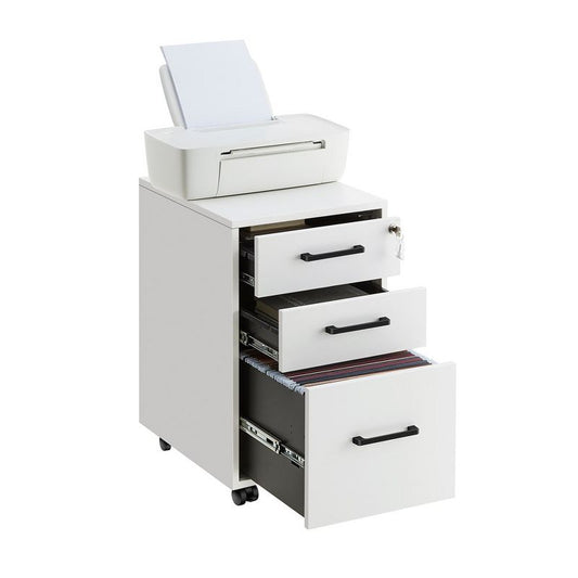 Songmics Office File Cabinet With Lock, Pre-assembled Except Wheels And Handles, For A4, White : Target