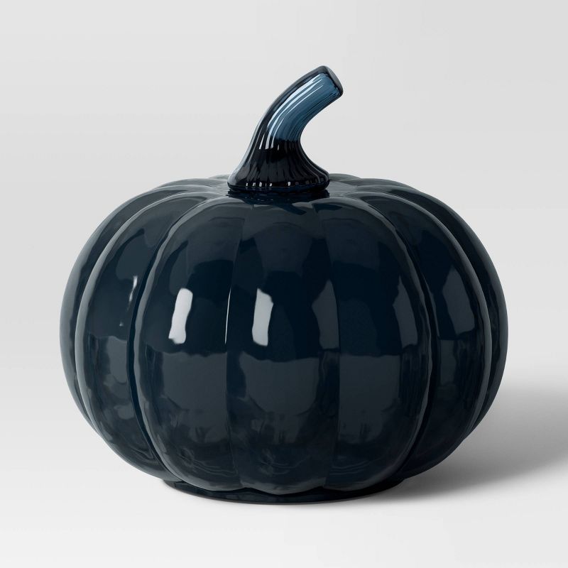 Medium Glass Pumpkin Figurine Blue - Threshold