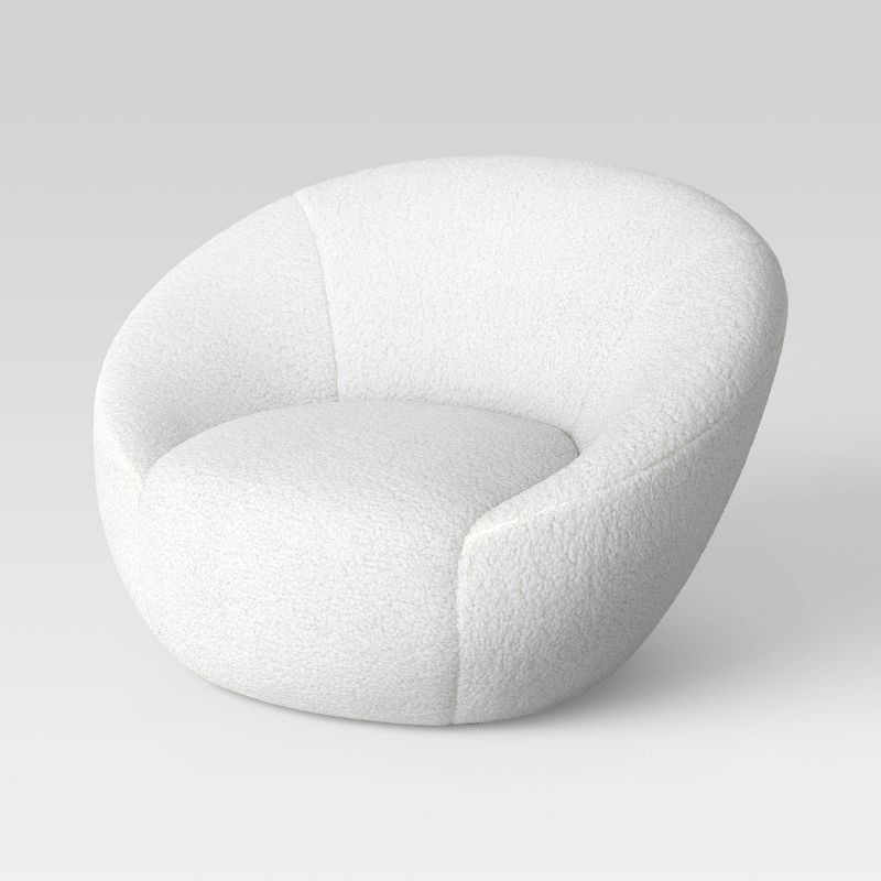 Round Swivel Dorm Chair Cream Faux Shearling - Room Essentials™ : Target