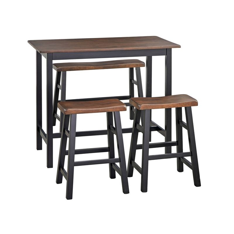 4pc Galena Counter Height Dining Set Walnut/black - Buylateral: Rubberwood, Trestle Base, Seats 4 : Target
