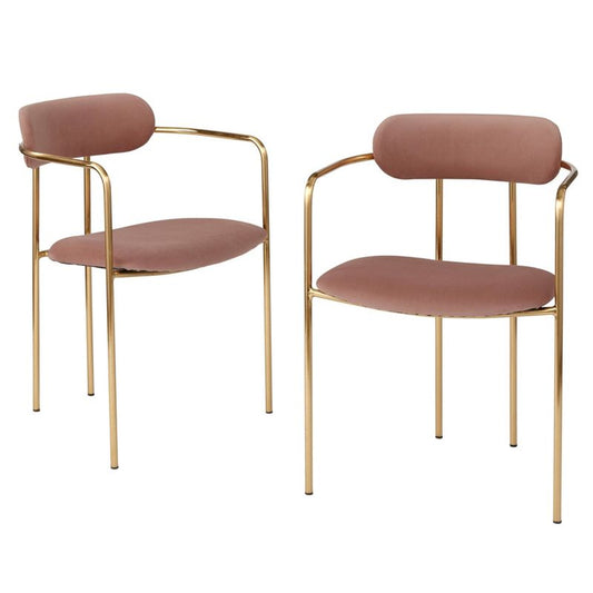 Set of 2 Healey Retro Velvet Dining Armchairs - Buylateral