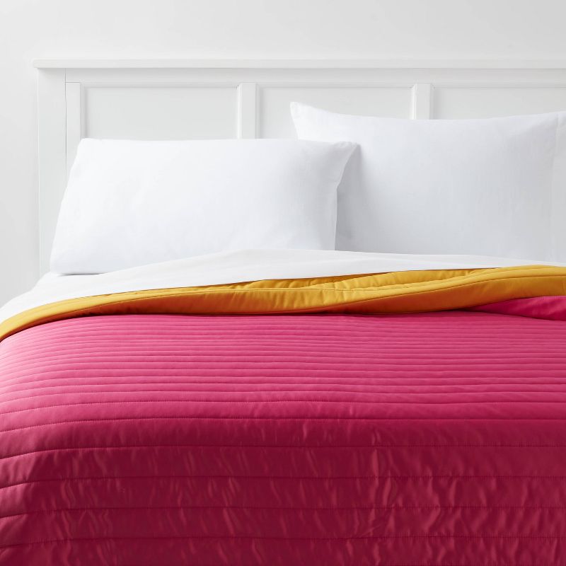 Twin/twin Extra Long Satin Quilt Dark Pink - Room Essentials™: Lightweight, Recycled Polyester, Machine Washable : Target