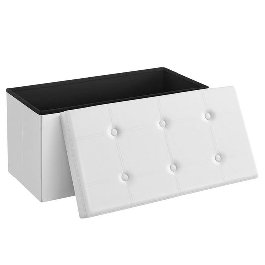Songmics 30" Storage Ottoman Bench Folding Footrest Ottoman With Storage White : Target