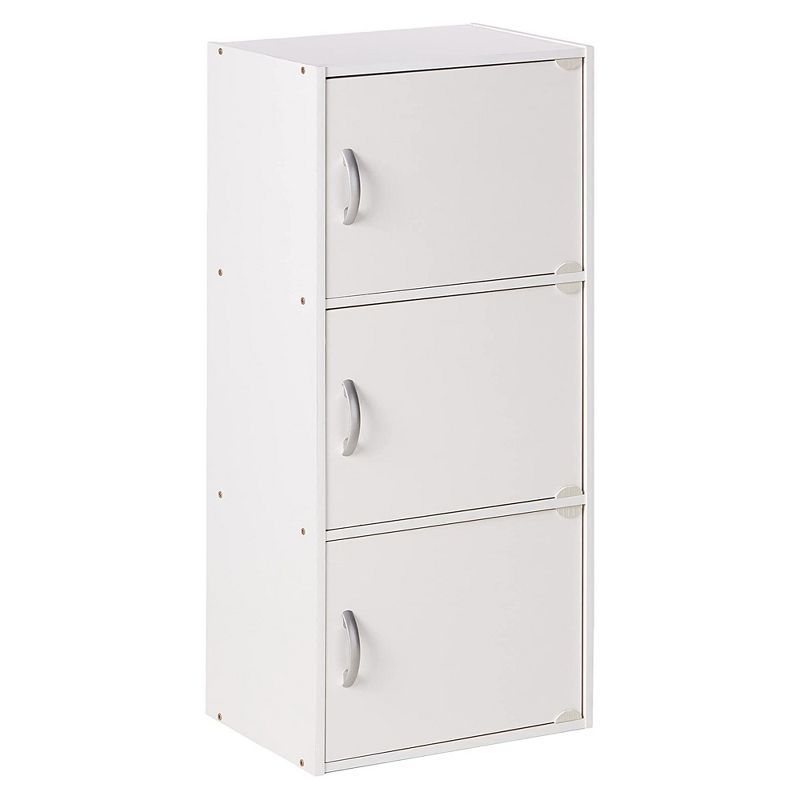 Hodedah Heavy Duty Engineered Wooden 3 Door Enclosed Multipurpose Storage Cabinet With Included Hardware For Easy Assembly, White : Target