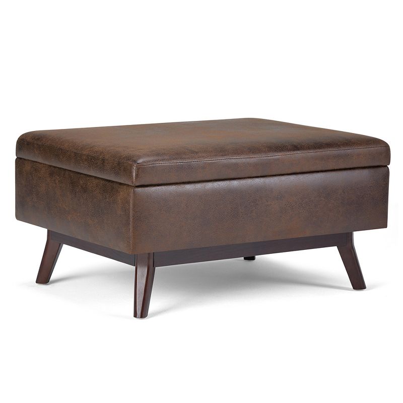Wyndenhall 34" Ethan Coffee Table Storage Ottoman And Benches Distressed Chestnut Brown : Faux Leather, Rubberwood Frame, Seats One : Target
