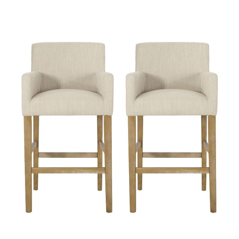 Set of 2 30.5" Armga Contemporary Fabric Upholstered Wood Counter Height Barstools - Christopher Knight Home