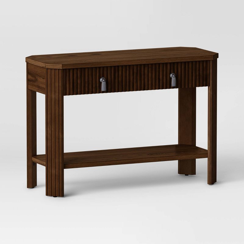 46" Laguna Nigel Fluted Wooden Console Table Brown (KD) - Threshold designed with Studio McGee