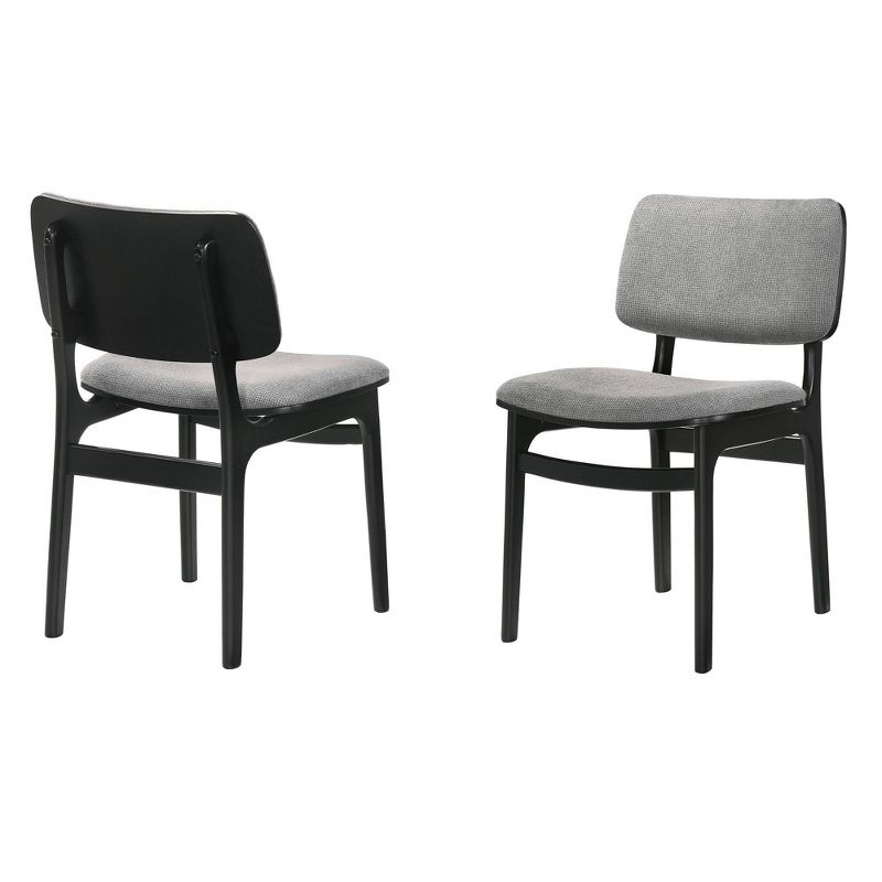 Set Of 2 Lima Upholstered Wood Dining Chairs Black - Armen Living: Mid-century Modern, Rubberwood Frame, Gray Polyester : Target