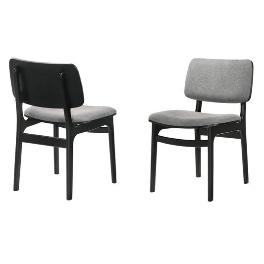 Set Of 2 Lima Upholstered Wood Dining Chairs Black - Armen Living: Mid-century Modern, Rubberwood Frame, Gray Polyester : Target