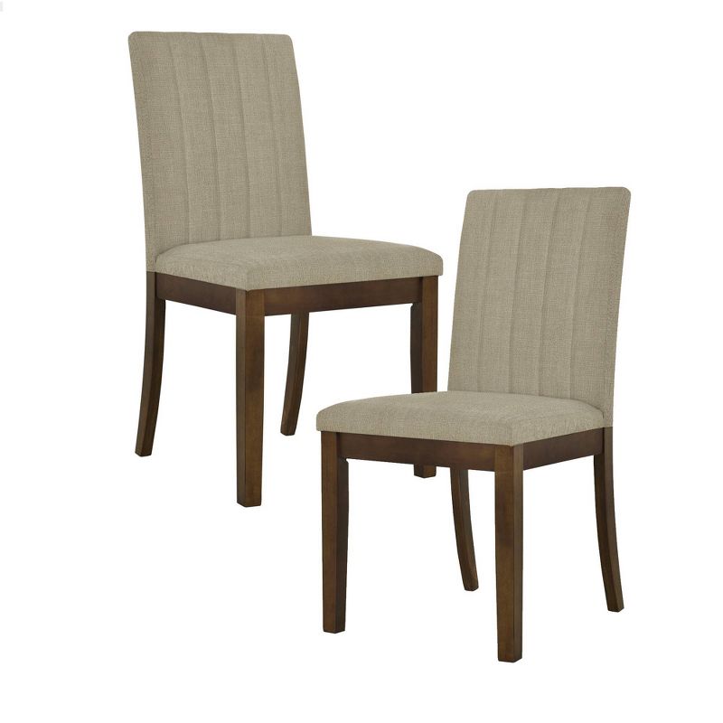 510 Design Set of 2 Everly Upholstered Channel Back Dining Chairs Dark Taupe