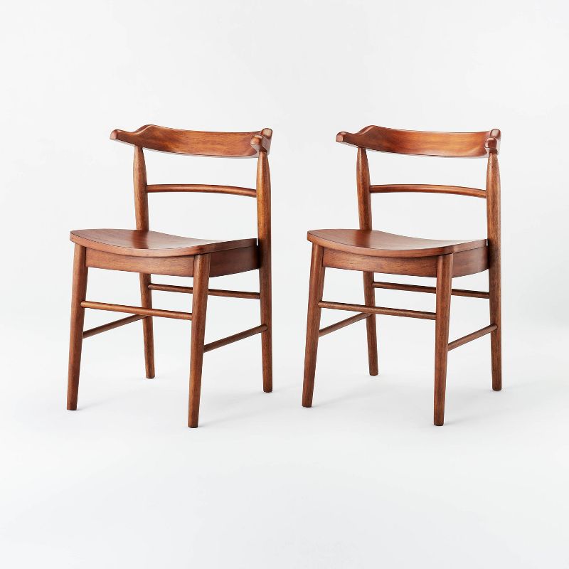 2pk Kaysville Curved Back Wood Dining Chairs Walnut - Threshold™ Designed With Studio Mcgee : Target