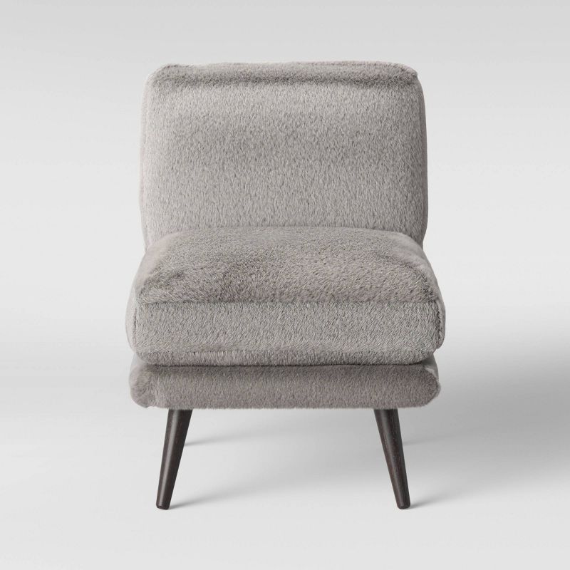 Harper Faux Fur Slipper Chair Fully Assembled Gray - Threshold™ : Target