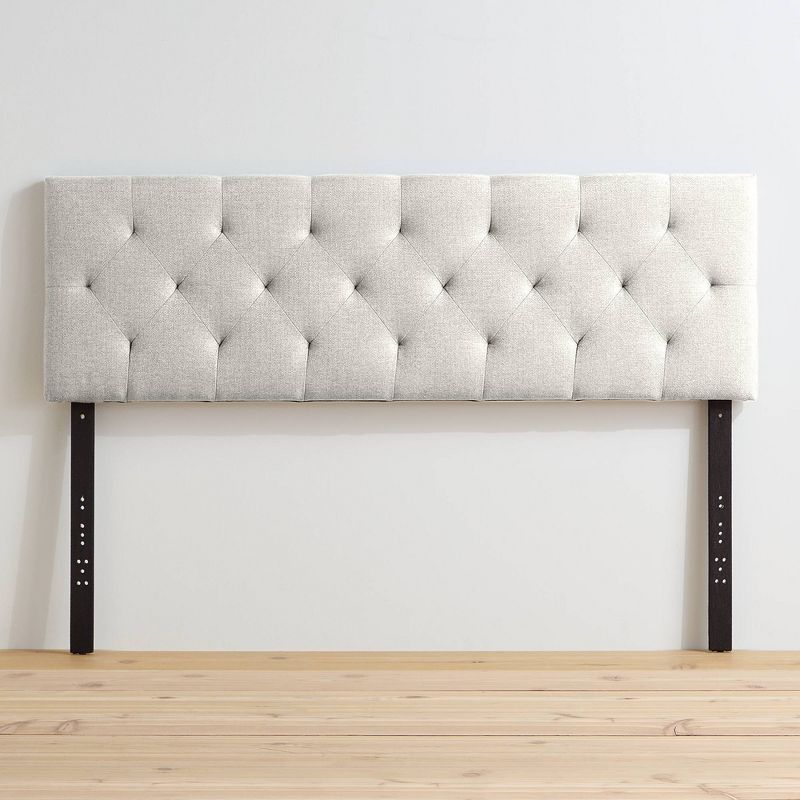 King/california King Emmie Adjustable Upholstered Headboard With Diamond Tufting Cream - Brookside Home : Target