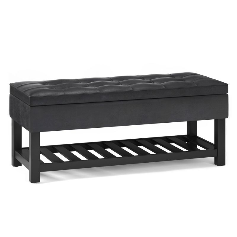44" Essex Storage Ottoman Benches With Open Bottom Distressed Black - Wyndenhall: Faux Leather, Wood Frame, Modern Style : Target