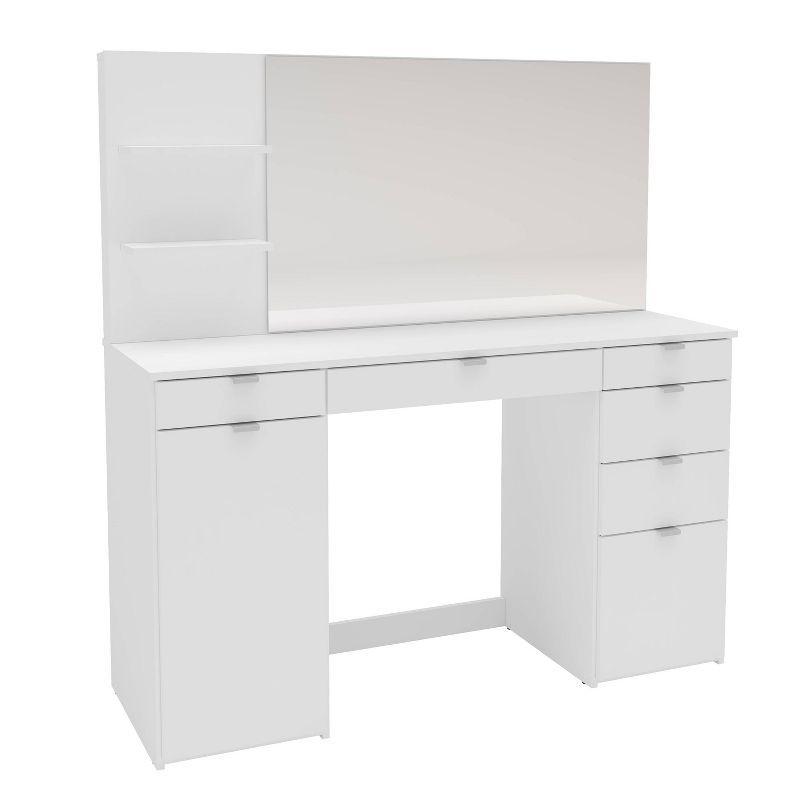 Polifurniture Amelia Vanity Table With Mirror White: Modern Makeup Desk, Adult Assembly Required : Target