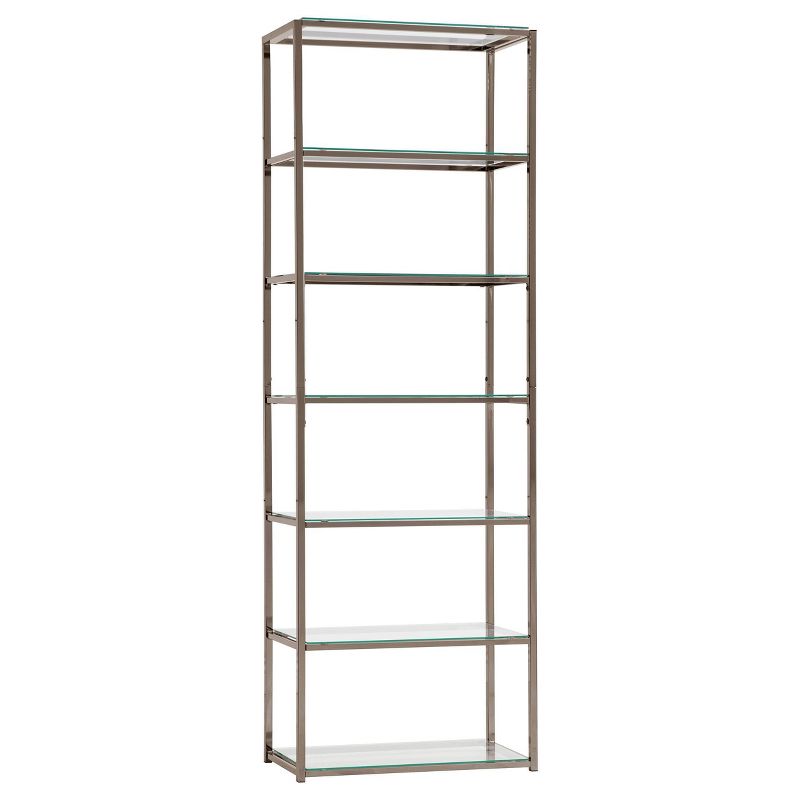 77.75" Contemporary 6 Shelf Bookcase With Glass Shelves Black Nickel - Coaster : Target
