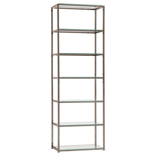 77.75" Contemporary 6 Shelf Bookcase With Glass Shelves Black Nickel - Coaster : Target