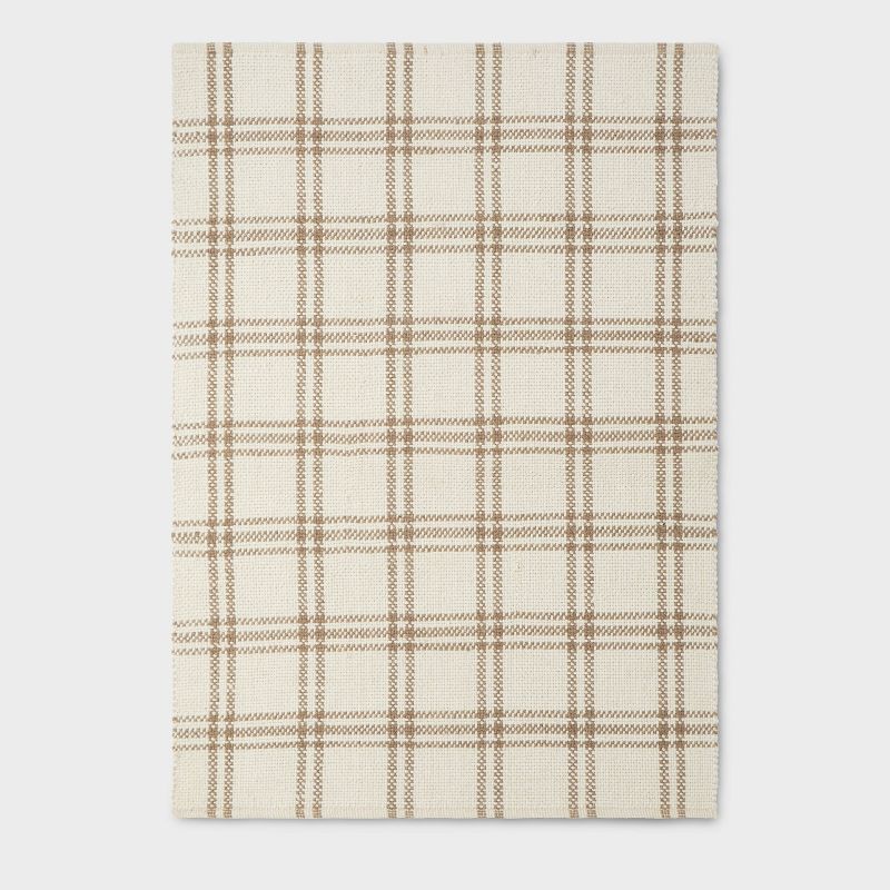 5'x7' Cottonwood Hand Woven Plaid Wool/Cotton Area Rug Cream/Tan - Threshold designed with Studio McGee