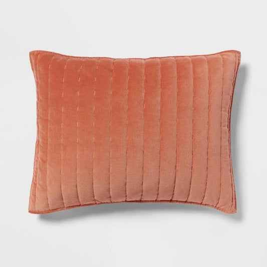 Standard Channel Stitch Velvet Quilt Sham Light Terracotta - Threshold