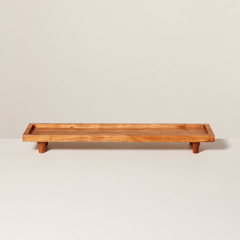 7"x28" Footed Wood Serving Board Brown - Hearth & Hand™ With Magnolia: Acacia Cheese Platter : Target