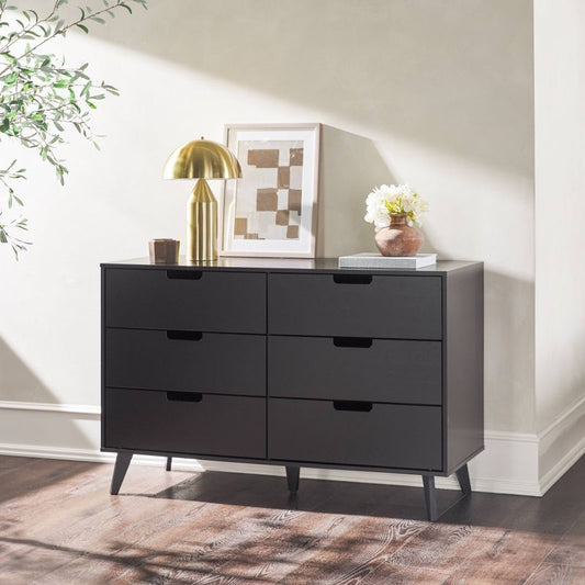Simple Cut Out Handles 6 Drawer Dresser Black - Saracina Home: Modern Storage Unit For Bedroom, Mdf Frame : Target