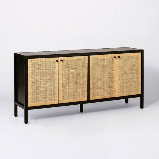 Springville Caned Door Tv Stand For Tvs Up To 60" Black - Threshold™ Designed With Studio Mcgee : Target