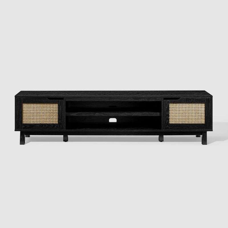 Modern Boho Storage Tv Stand With Rattan Doors For 80" Screens: Media Console - Saracina Home : Target